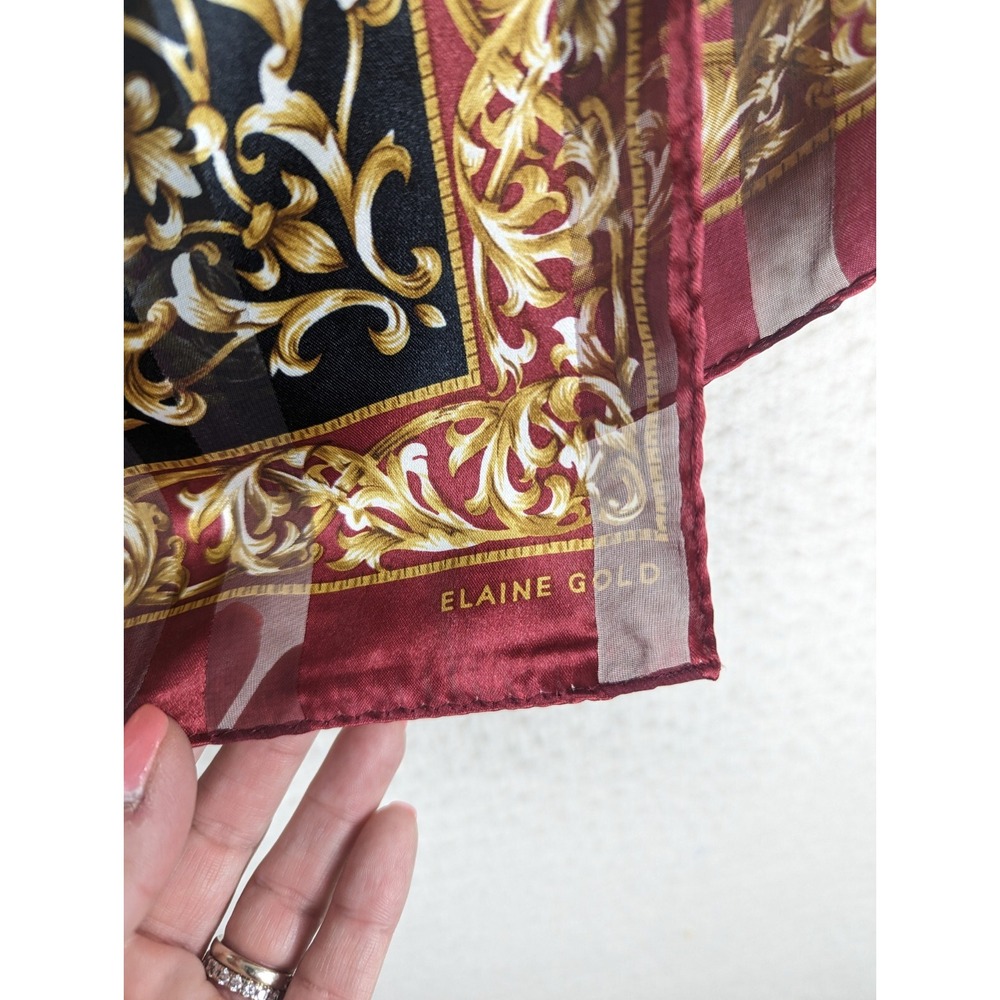 Vintage Elaine Gold‎ Rectangle  SCARF 52" X 11' Red And Gold Classic Polyester - Picture 3 of 4